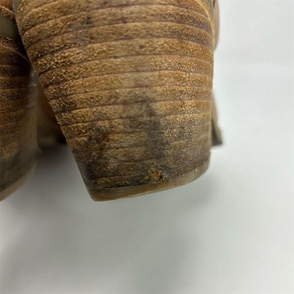 Eileen Fisher Ankle Booties Camel Tan Brown Leather Size 8 Strappy Back Zipper - Picture 10 of 15